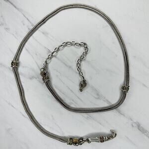 Brighton Vintage Two Tone Snake Chain Belt Heart Charm Extra Large (XL) ✨